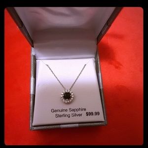 New Set of necklace and earring genuine sapphire! Black